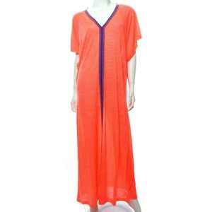 Pitusa Orange Maxi Dress with Blue Trim